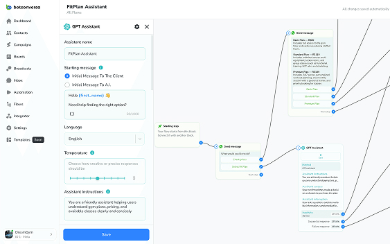 Construtor de fluxo de chatbot do BotConversa